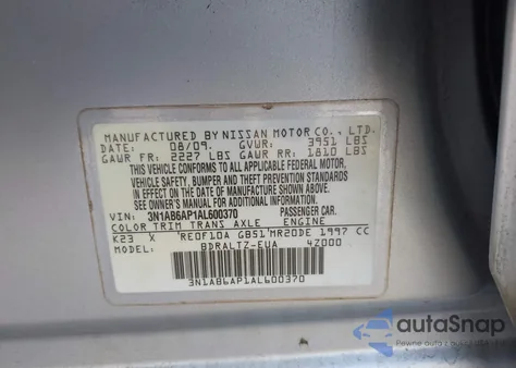 2010 Nissan Sentra 2.0S from USA, damaged, VIN 3N1AB6AP1AL600370